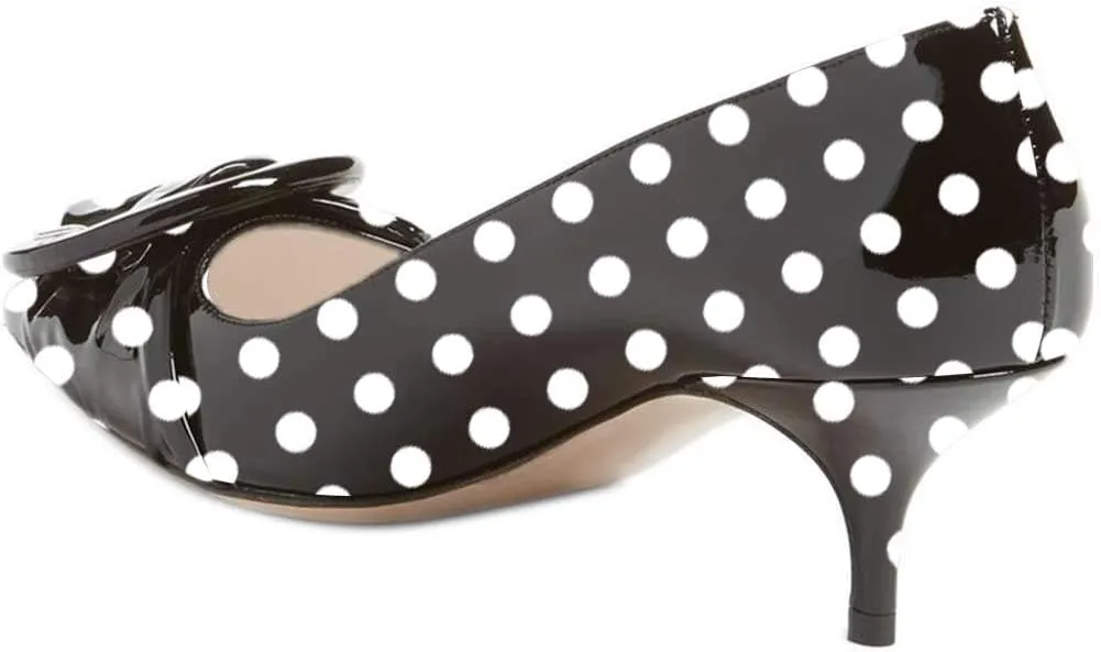 YDN Women's Elegance Low Kitten Heel Pumps Pointy Toe Slip On Patent Buckle Basic Office Dress Shoe Size 4-15 US