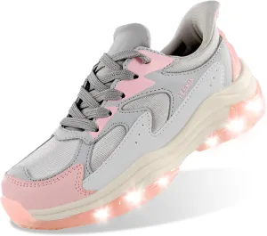 YESKIS Boys Girls Light Up Shoes Kids Lightweight Breathable Mesh Led Flashing Fashion Running Sneakers for Toddler Little Kid