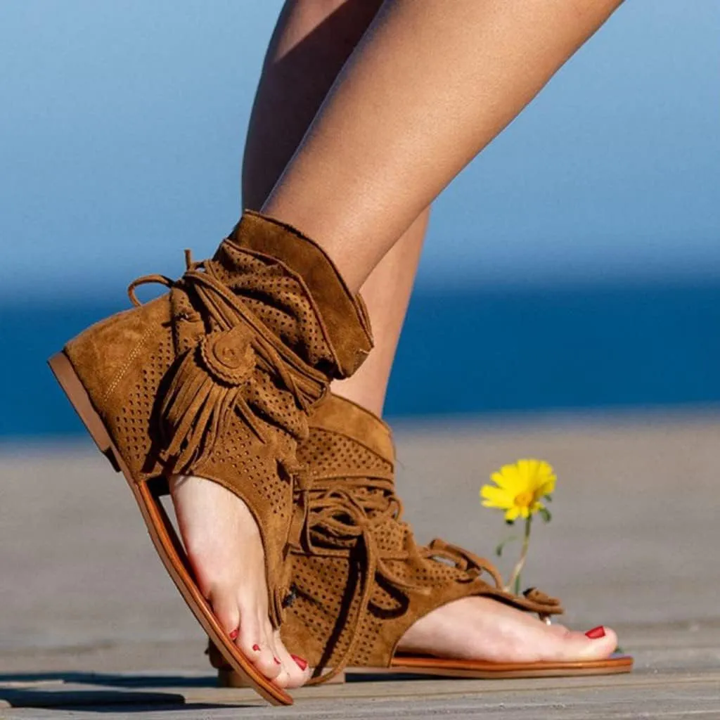 Yoga Sandals for Women Girls Roman Tassel Beach Shoes Bohemian Retro Women Boots Sandals Women's Sandals