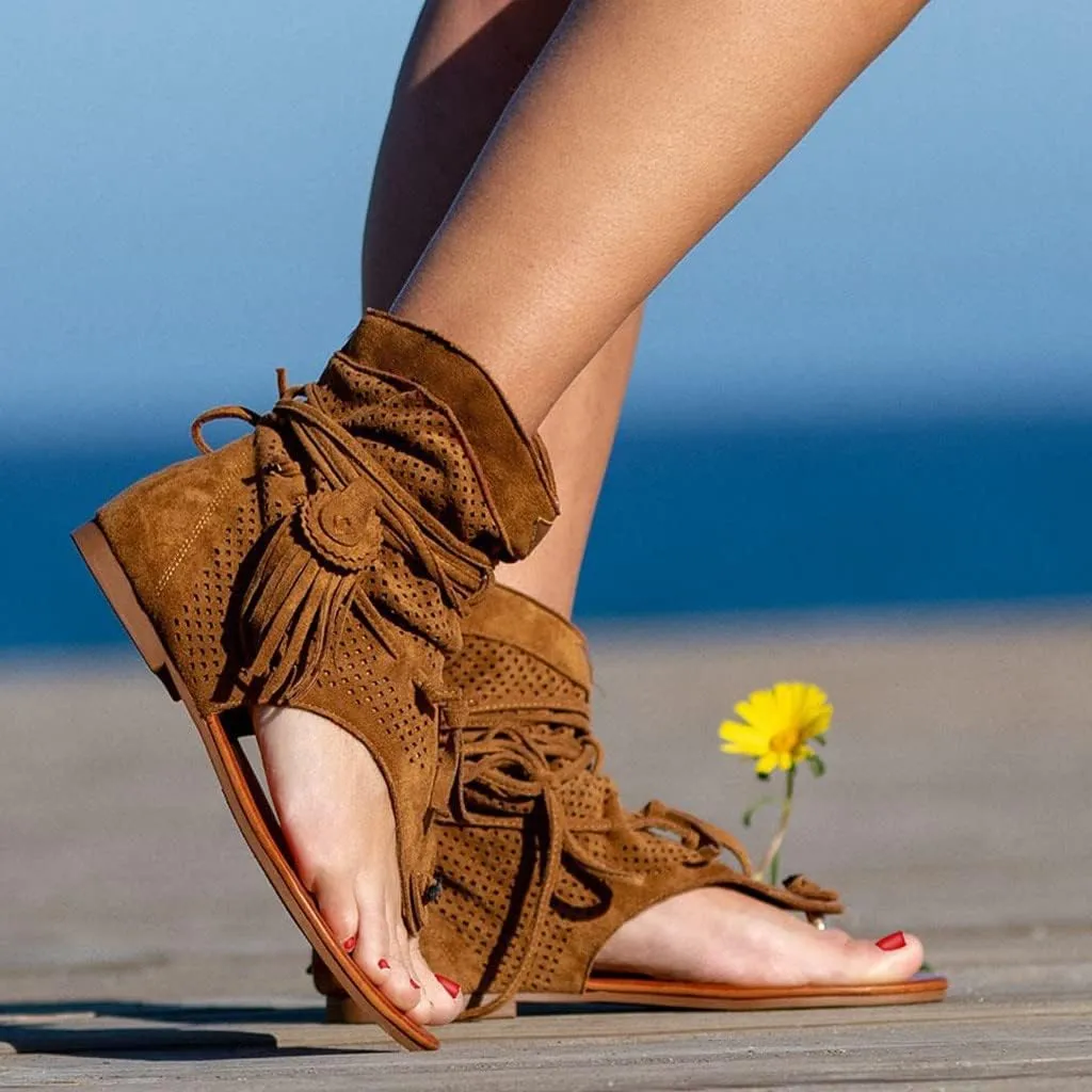 Yoga Sandals for Women Girls Roman Tassel Beach Shoes Bohemian Retro Women Boots Sandals Women's Sandals