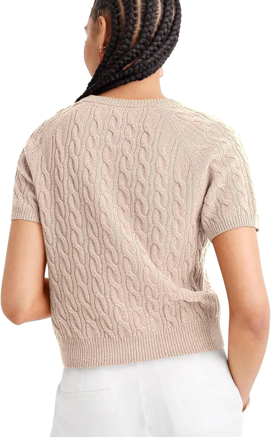 Yousify Short Sleeve Sweaters for Women Trendy 2024 Summer Spring Tops Crewneck Button Up Blouses S-2XL