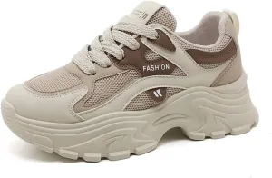 YYSPR Women's Fashion Platform Lace Up Sneakers Lightweight Walking Running Shoes