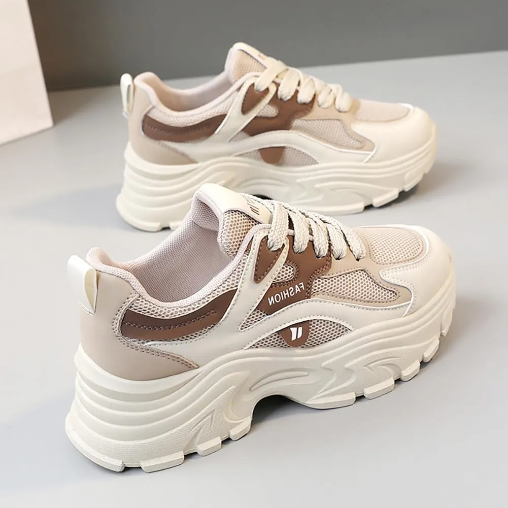 YYSPR Women's Fashion Platform Lace Up Sneakers Lightweight Walking Running Shoes