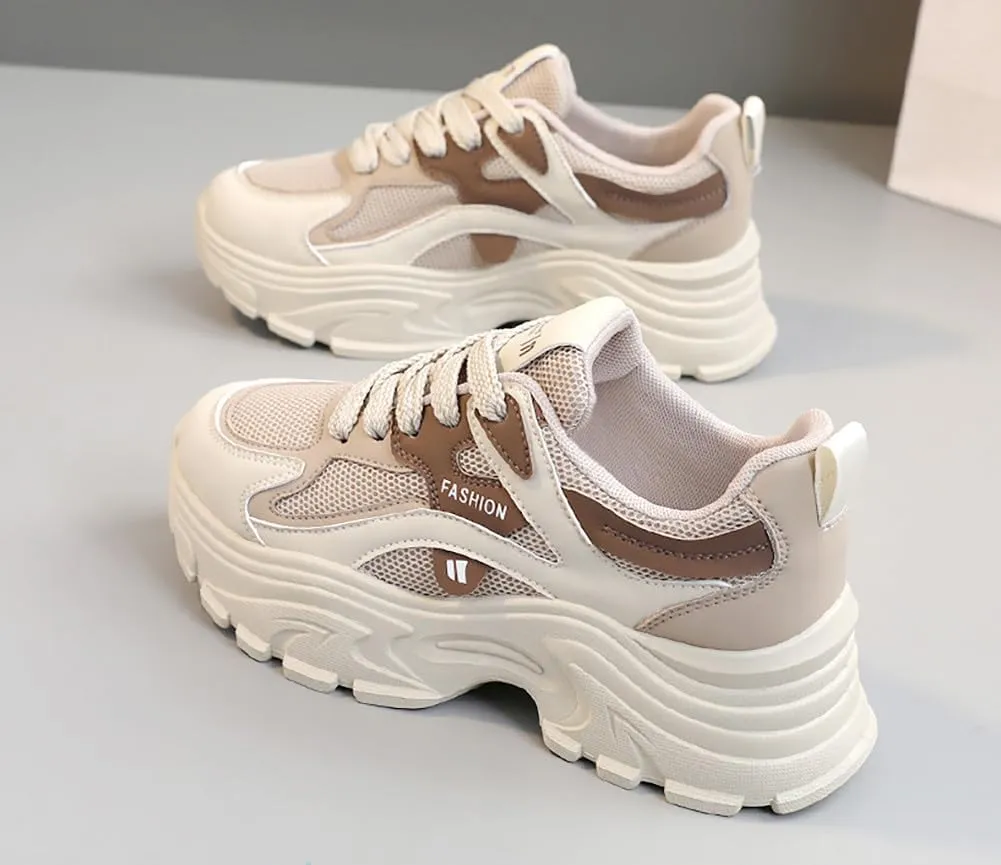 YYSPR Women's Fashion Platform Lace Up Sneakers Lightweight Walking Running Shoes