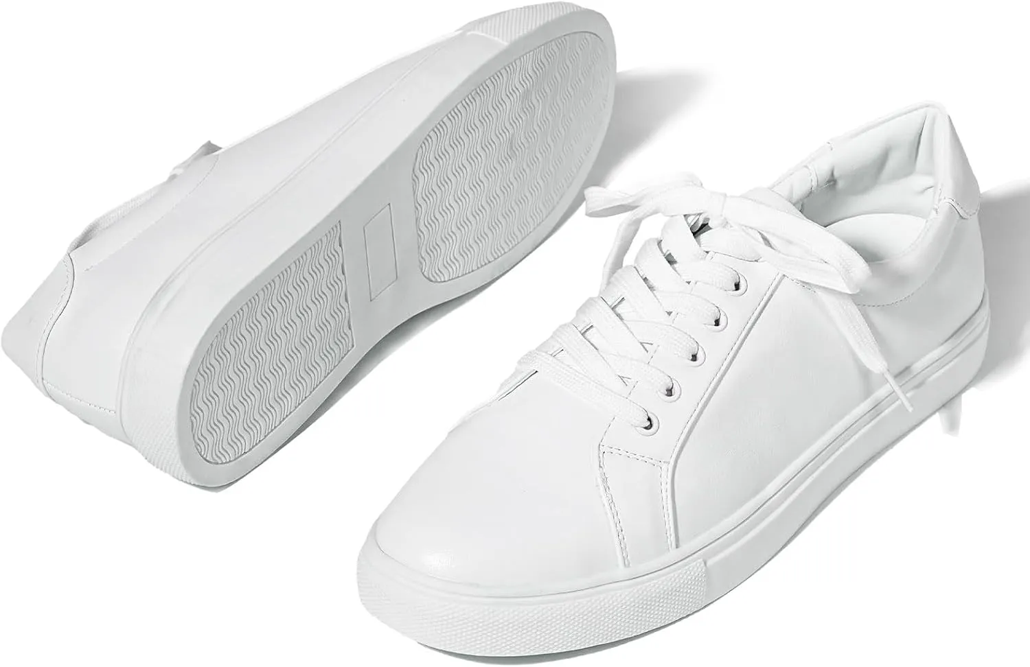 YZ Classic White Sneakers for Women PU Leather Tennis Shoes Low Top Casual Shoes