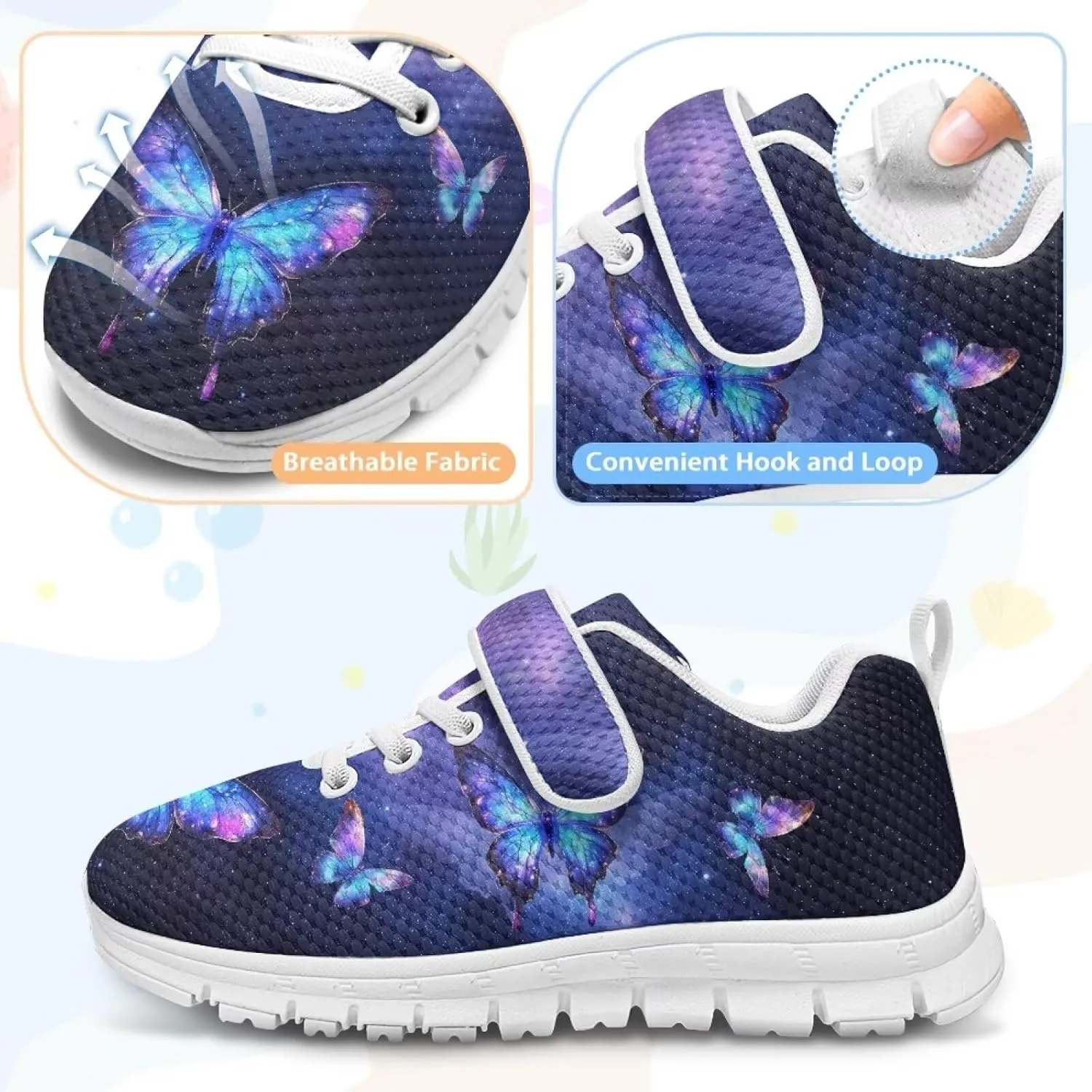 Yzaoxia Unisex Kids Sneakers Hook and Loop Boys Girls Walking Shoes