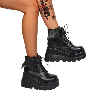 ZKXYFFS Womens Goth Ankle Boots Platform Chunky High Heel Lace Up Combat Boots Punk Short Booties Motorcycle Platform Boots for Women
