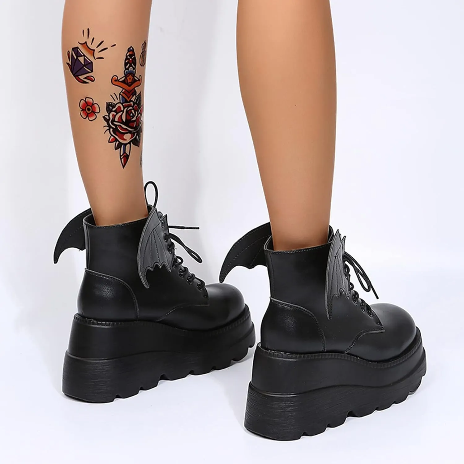 ZKXYFFS Womens Goth Ankle Boots Platform Chunky High Heel Lace Up Combat Boots Punk Short Booties Motorcycle Platform Boots for Women