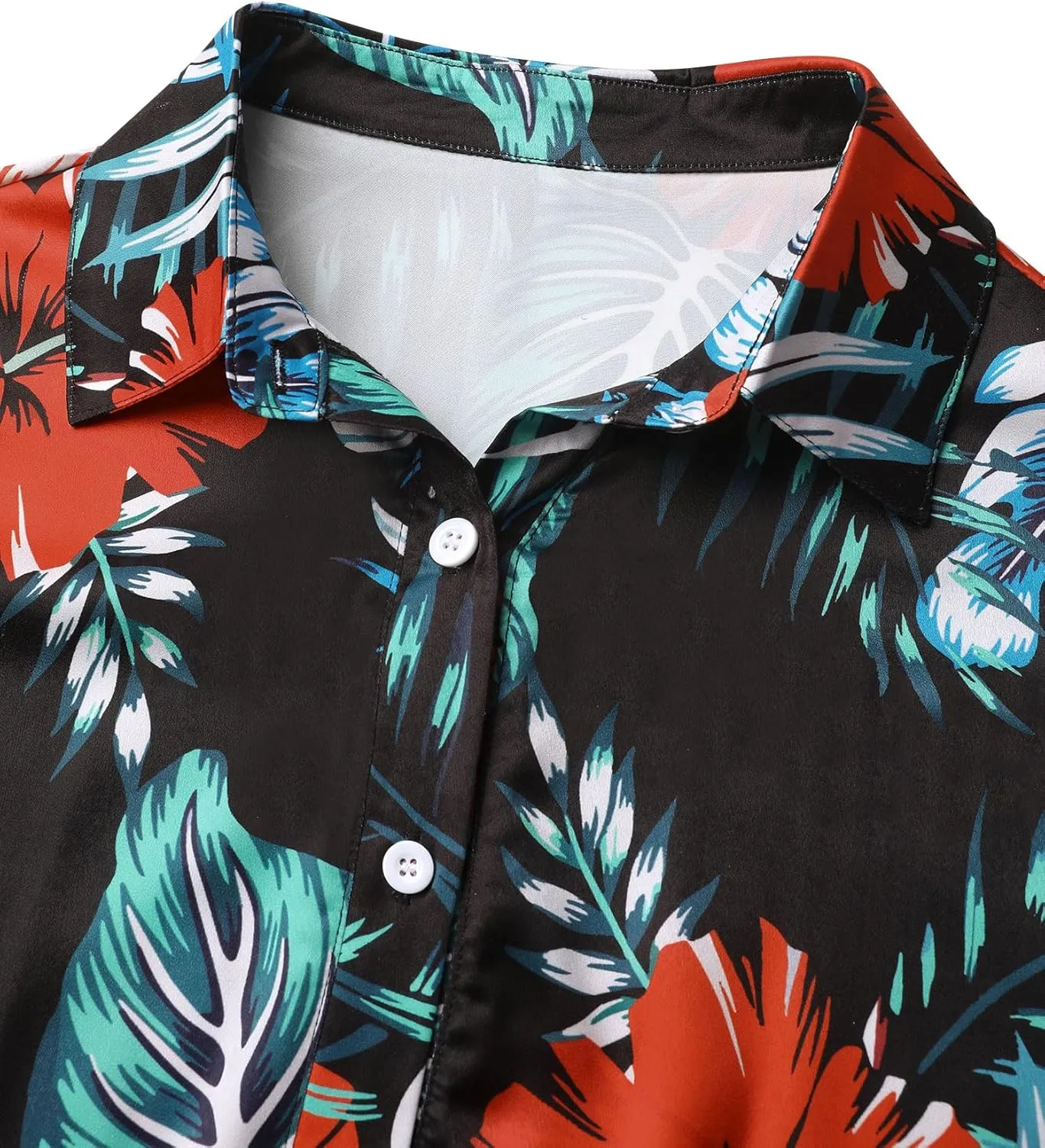 ZXZY Women Soft Dressy Floral Printed Button Down Tropical Hawaiian Shirt Blouse Tops
