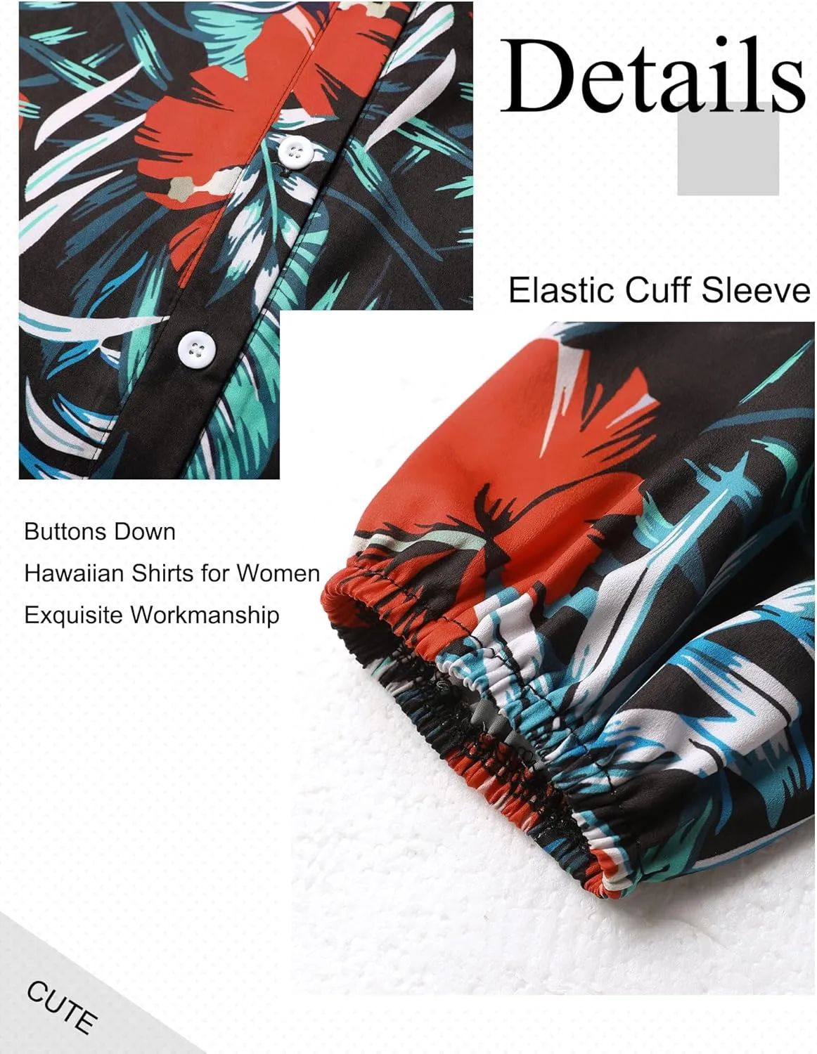 ZXZY Women Soft Dressy Floral Printed Button Down Tropical Hawaiian Shirt Blouse Tops