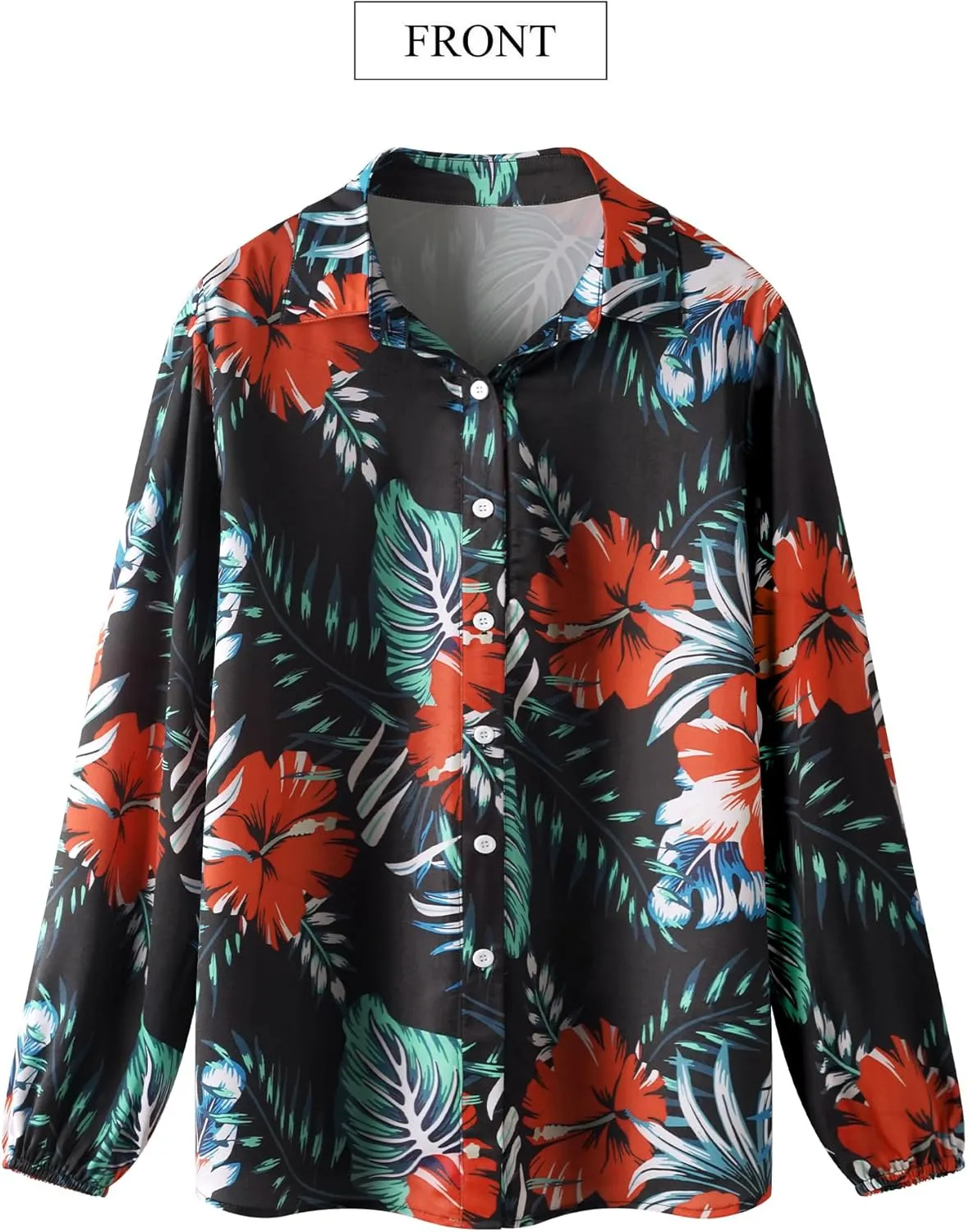 ZXZY Women Soft Dressy Floral Printed Button Down Tropical Hawaiian Shirt Blouse Tops