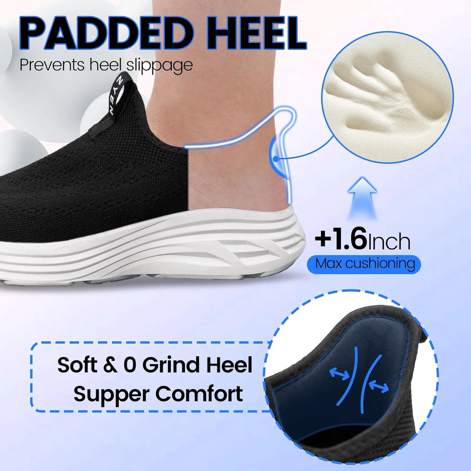 ZYEN Mens Walking Shoes Hands Free Non Slip Athletic Sneakers Lightweight Breathable Laceless Comfortable Tennis Sneakers Casual Travel Gym Work Shoe