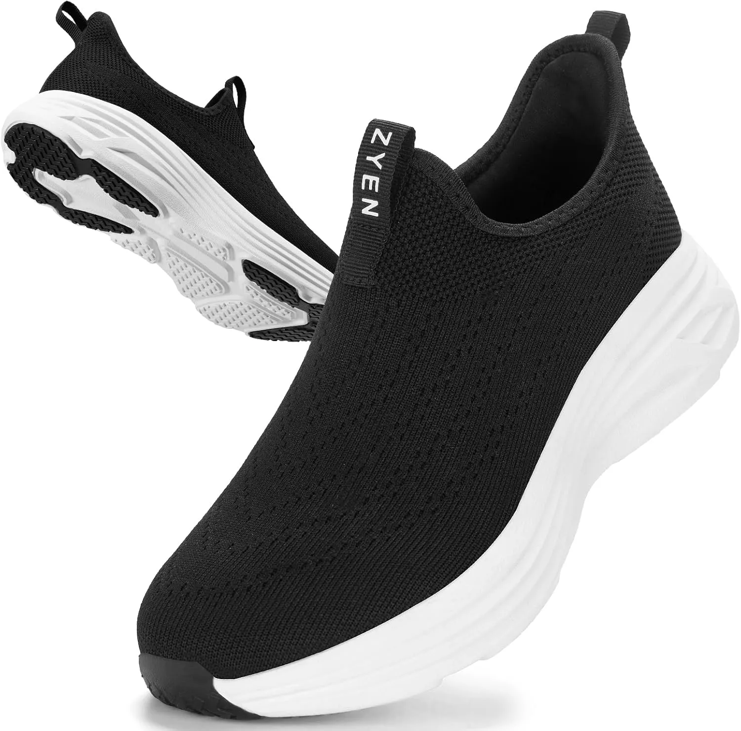 ZYEN Mens Walking Shoes Hands Free Non Slip Athletic Sneakers Lightweight Breathable Laceless Comfortable Tennis Sneakers Casual Travel Gym Work Shoe