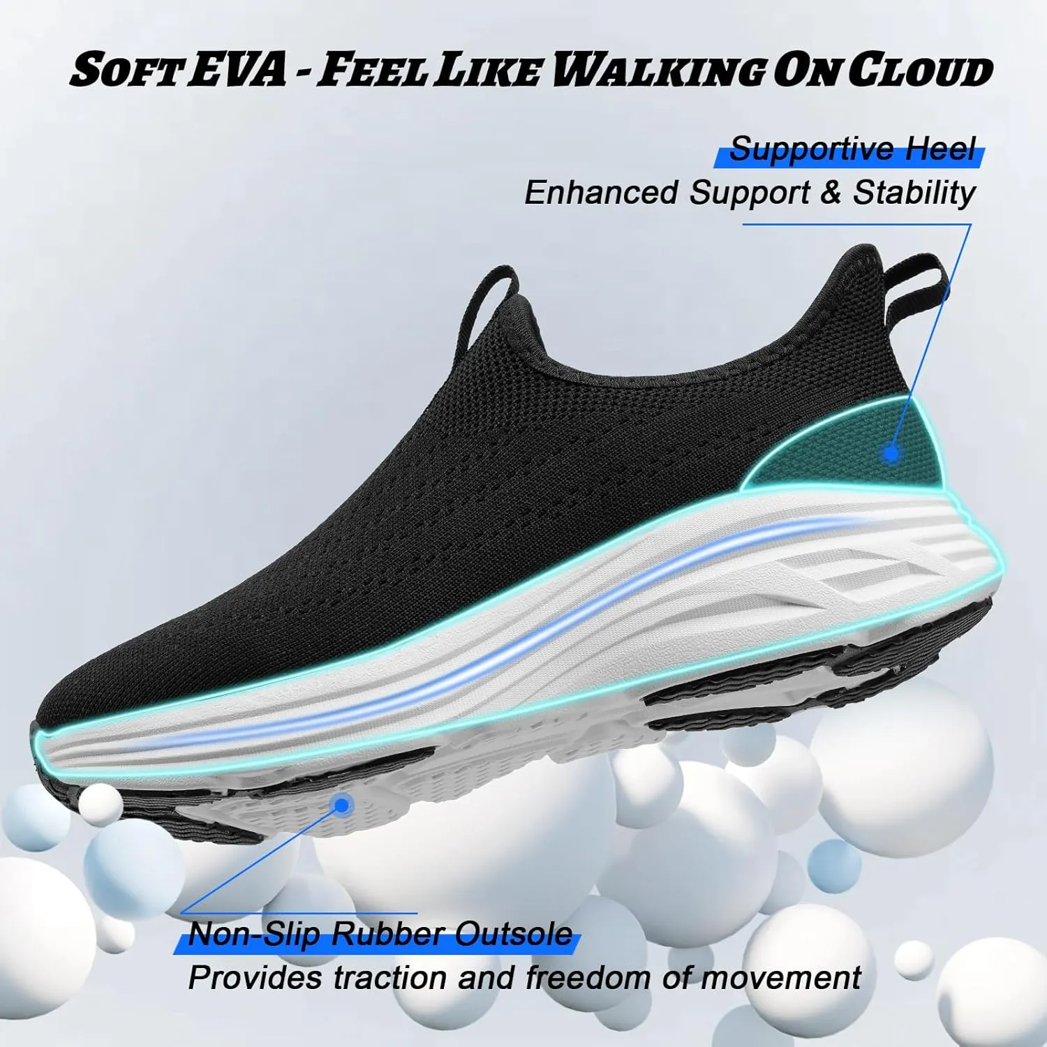 ZYEN Mens Walking Shoes Hands Free Non Slip Athletic Sneakers Lightweight Breathable Laceless Comfortable Tennis Sneakers Casual Travel Gym Work Shoe
