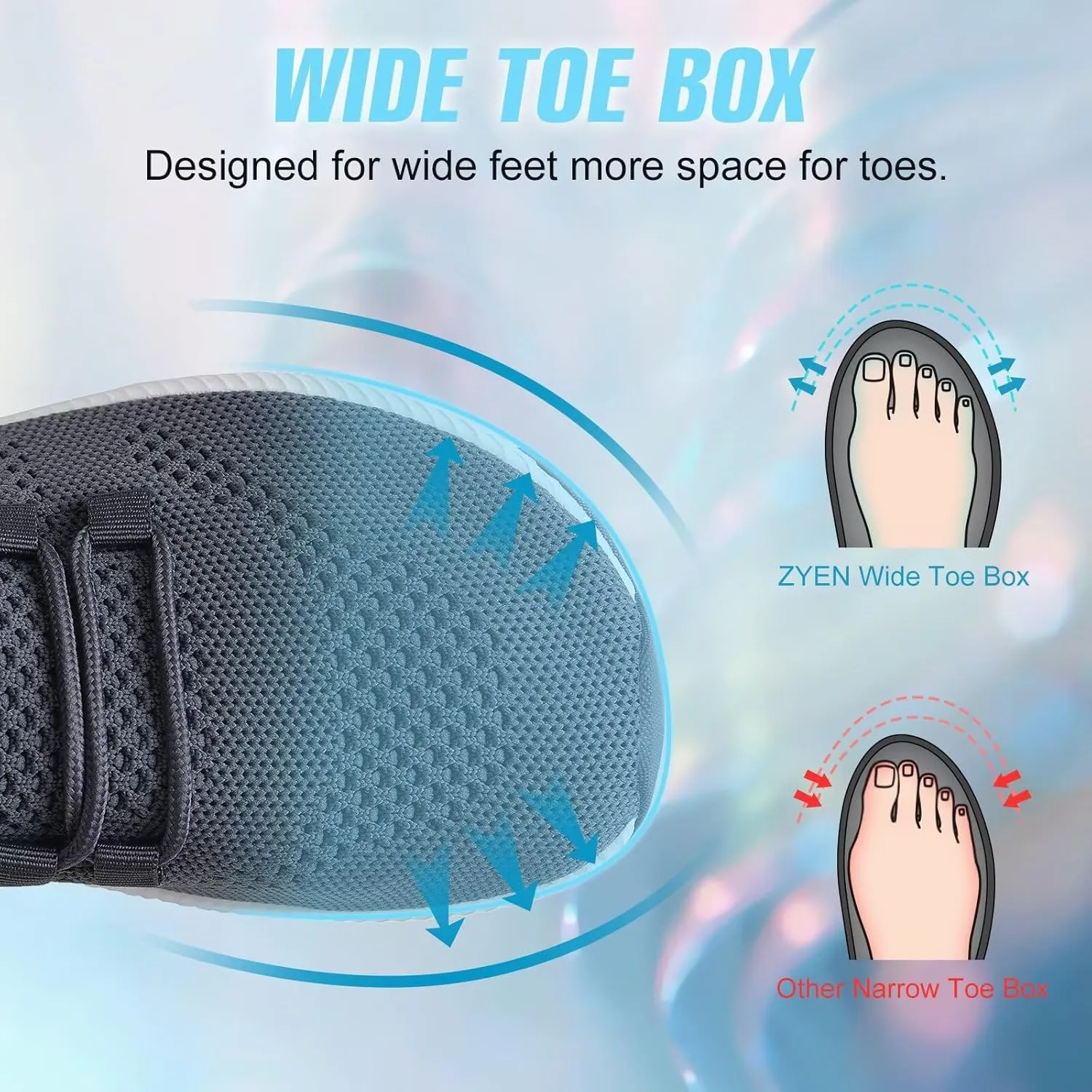 ZYEN Wide Toe Box Shoes Women Non-Slip Ultra Light Running Sneakers Extra Wide Feet Arch Support Walking Shoes Tennis Diabetes Breathable Gym Workouts 6-12